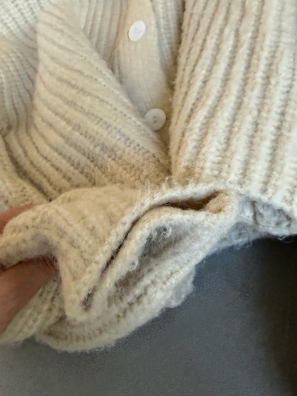 Ivory Ribbed Button-Front Cropped Cardigan Sweater - Picture 6 of 8
